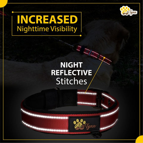 Dog Collar for Small Dogs - Black Dog Collar for Puppy Girls and Boys - Reflective Threads and Soft Padding