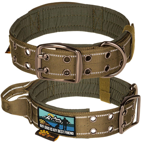 Dog Collar for All Dog Breeds - Heavy Duty, Reflective, Soft Padded Dog Collar (XL, Green)