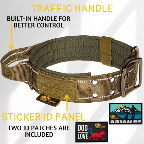Dog Collar for All Dog Breeds - Heavy Duty, Reflective, Soft Padded Dog Collar (L, Green)