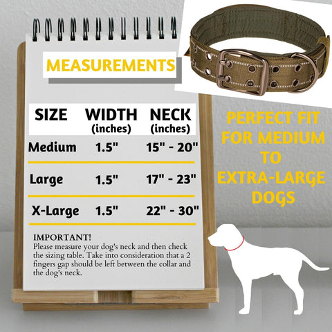 Dog Collar for All Dog Breeds - Heavy Duty, Reflective, Soft Padded Dog Collar (M, Green)