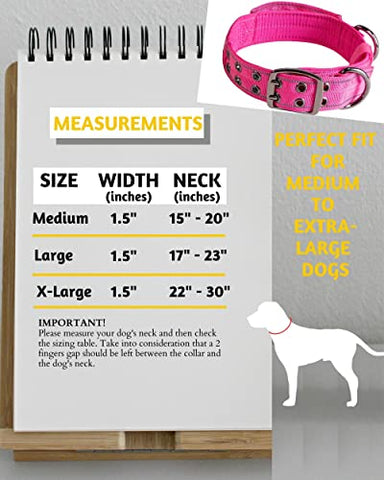 Big Pink Dog Collar for Extra Large Girl Dogs - Tactical Dog Collar with Handle - Heavy-Duty, Reflective, Soft Padded Training Dog Collar