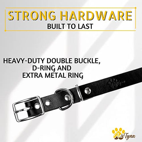 ADITYNA Premium Leather Dog Collar for Small Dogs and Puppies - Classic Style, Soft and Strong, 100% Genuine Leather, (Small, Black)