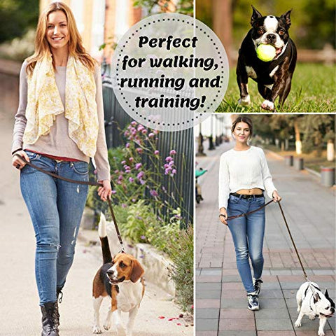 ADITYNA Leather Dog Leash 6 Foot - Soft and Strong Leather Leash for Small and Medium Dog (6 ft x 1/2", Brown)