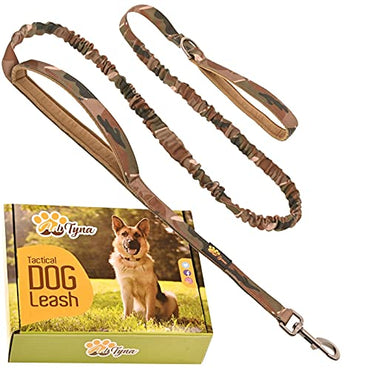 Heavy Duty Dog Leash for Large Dogs - Bungee Dog Leash 6 Foot Extendable up to 7-½ ft - Tactical Dog Leash with Traffic Handle