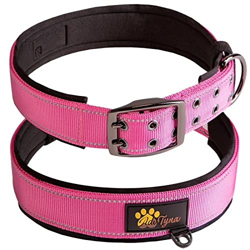 ADVEN Dog Collar Multicolored Compact Size Cat Collars Large Puppy  Nameplate Light-weight Cute Design Exquisite Anti-lost ID Tag Pink