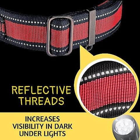 ADITYNA - Heavy-Duty Dog Collar for Large Dogs - Red Dog Collar with Handle - Ultra Comfortable Soft Neoprene Padded