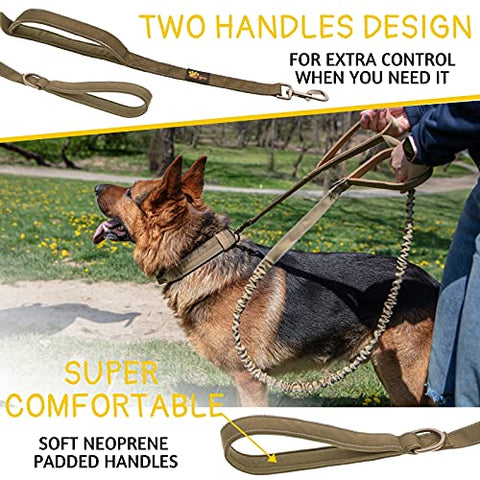 Heavy Duty Dog Leash for Large Dogs - Bungee Dog Leash 6 Foot Extendable up to 7-½ ft - Tactical Dog Leash with Traffic Handle