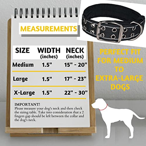 ADITYNA Tactical Dog Collar with Handle for Training and Walking, Heavy-Duty and Adjustable, Extra Wide with Reflective Stitching