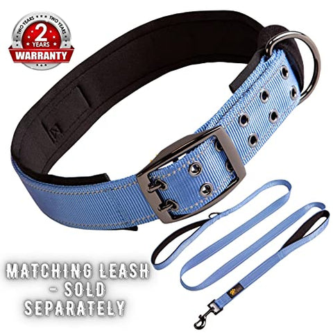 Adityna - Dog Collar for Extra Large Male Dogs - Heavy Duty Blue Dog Collars for Big Boy Dogs