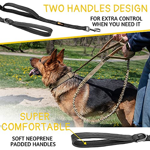 Heavy Duty Dog Leash for Large Dogs - Bungee Dog Leash 6 Foot Extendable up to 7-½ ft - Tactical Dog Leash with Traffic Handle