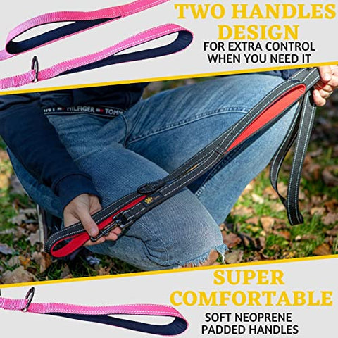 Adityna - Comfortable Dog Leash for Small, Medium, Large Dog Breeds - Double Handle Padded with Ultra Soft Neoprene