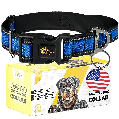 ADITYNA - Heavy-Duty Dog Collar for Large Dogs - Blue Dog Collar with Handle - Ultra Comfortable Soft Neoprene Padded