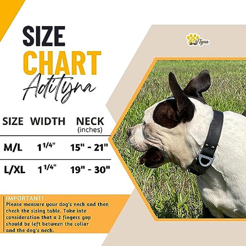 ADITYNA - Leather Dog Collar with Metal Buckle for Large and Extra-Large Dogs - Heavy-Duty, Adjustable, and Tactical Dog Collar