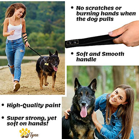 Leather Dog Leash 6 Foot x 3/4 inch - Strong and Soft Leather Leash for Large and Medium Dogs - Dog Training Leash (Black)