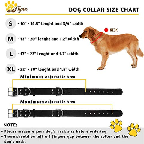 Leather Dog Collar for Extra-Large Dogs - Heavy Duty Wide Dog Collars (XL: 1,5" Width / 22"- 30" Length, Black)