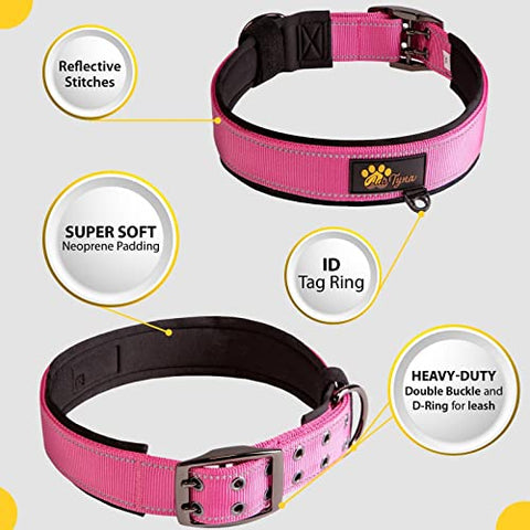 Adityna - Dog Collar for Extra Large Female Dogs - Heavy Duty Pink Dog Collars for Big Girl Dogs