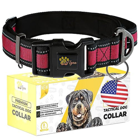 ADITYNA - Heavy-Duty Dog Collar for Large Dogs - Red Dog Collar with Handle - Ultra Comfortable Soft Neoprene Padded