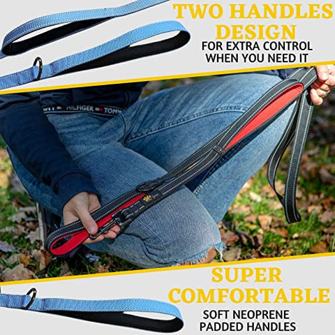 Adityna - Comfortable Dog Leash for Small, Medium, Large Dog Breeds - Double Handle Padded with Ultra Soft Neoprene