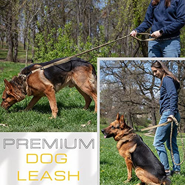 Heavy Duty Dog Leash for Large Dogs - Bungee Dog Leash 6 Foot Extendable up to 7-½ ft - Tactical Dog Leash with Traffic Handle