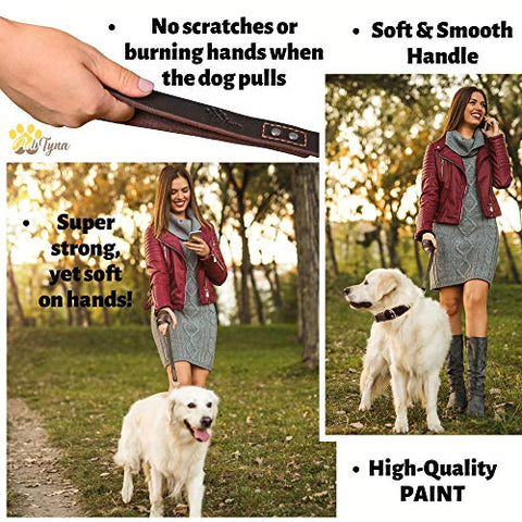 ADITYNA Leather Dog Leash 6 Foot x 3/4 inch - Soft and Strong Leather Leash for Large and Medium Dogs - Dog Training Leash (Brown)