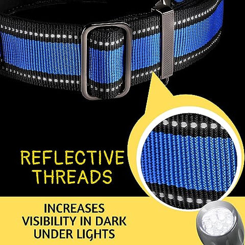 ADITYNA - Heavy-Duty Dog Collar for Large Dogs - Blue Dog Collar with Handle - Ultra Comfortable Soft Neoprene Padded