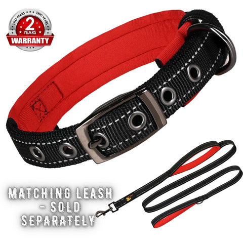 Dog Collar for Small Dogs - Black Dog Collar for Puppy Girls and Boys - Reflective Threads and Soft Padding