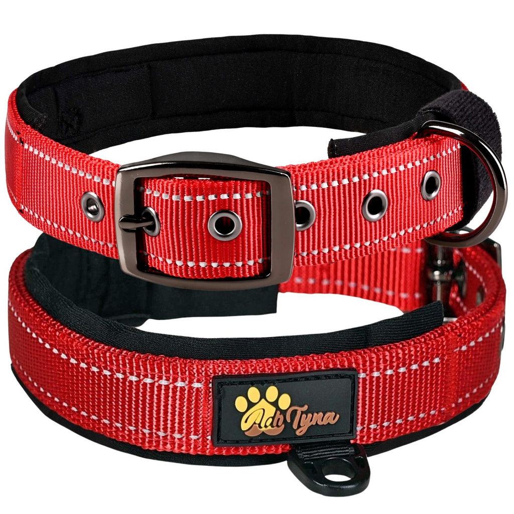 Dog Collar for Small Dogs - Red Dog Collar for Puppy Girls and Boys - Reflective Threads and Soft Padding