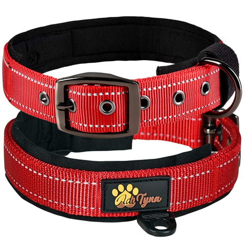 Dog Collar for Extra-Small Dogs - Red Dog Collar for Puppy Girls and Boys - Reflective Threads and Soft Padding