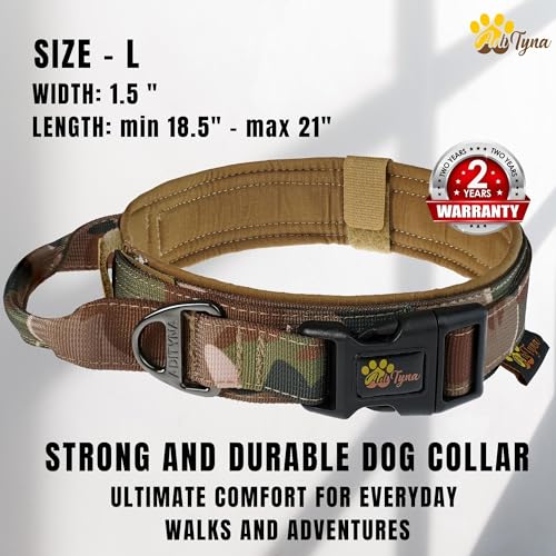 ADITYNA Heavy-Duty Tactical Dog Collar with Handle - Perfect Dog Collar for Training, Walking, or Hunting