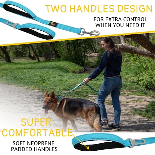 Heavy Duty Bungee Dog Leash 6 ft - 7.5 ft for Large and Medium Dogs | No Pull, Reflective, Tactical Dog Leash | Soft Neoprene Padded Double Handle