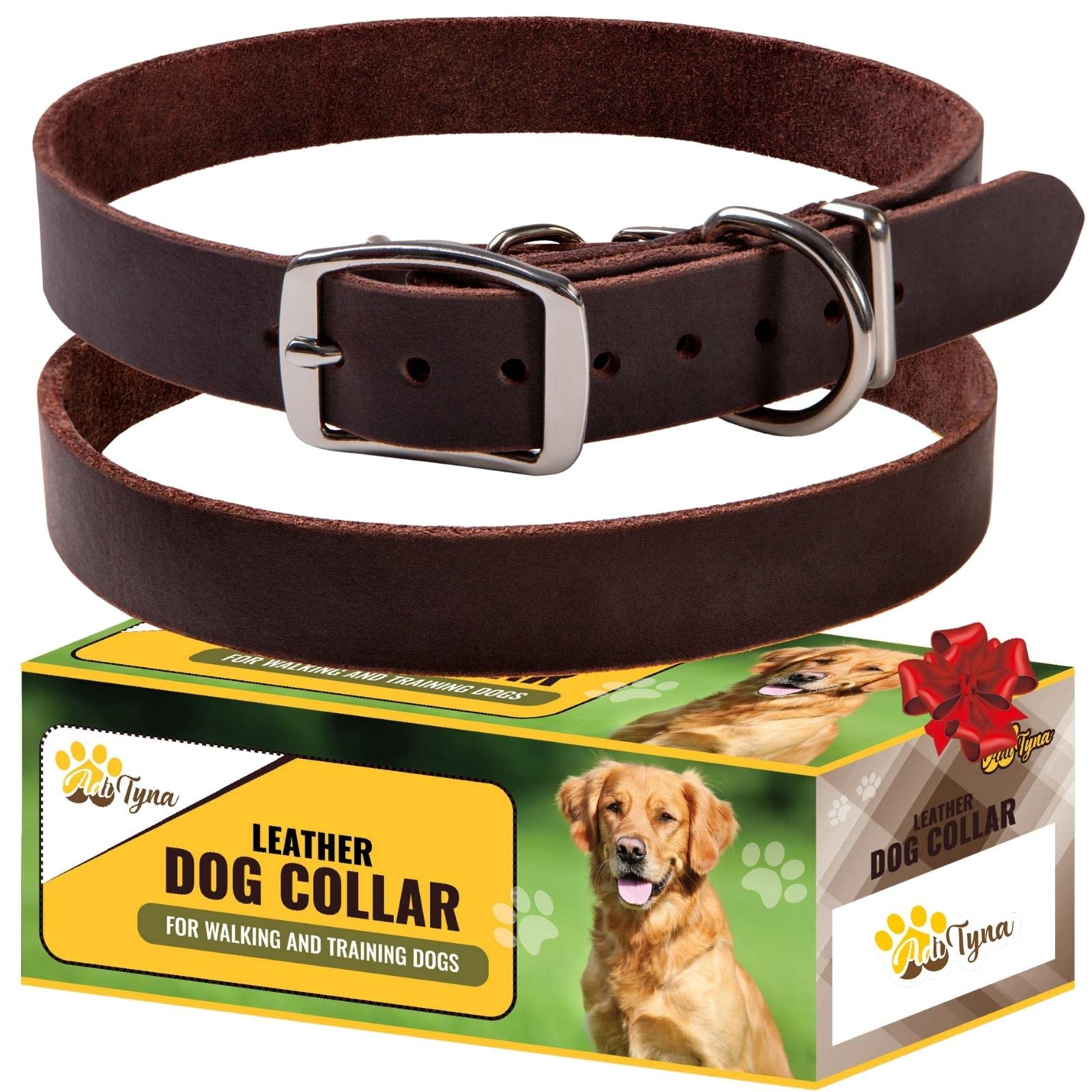 Leather Collar2-XS-Brown