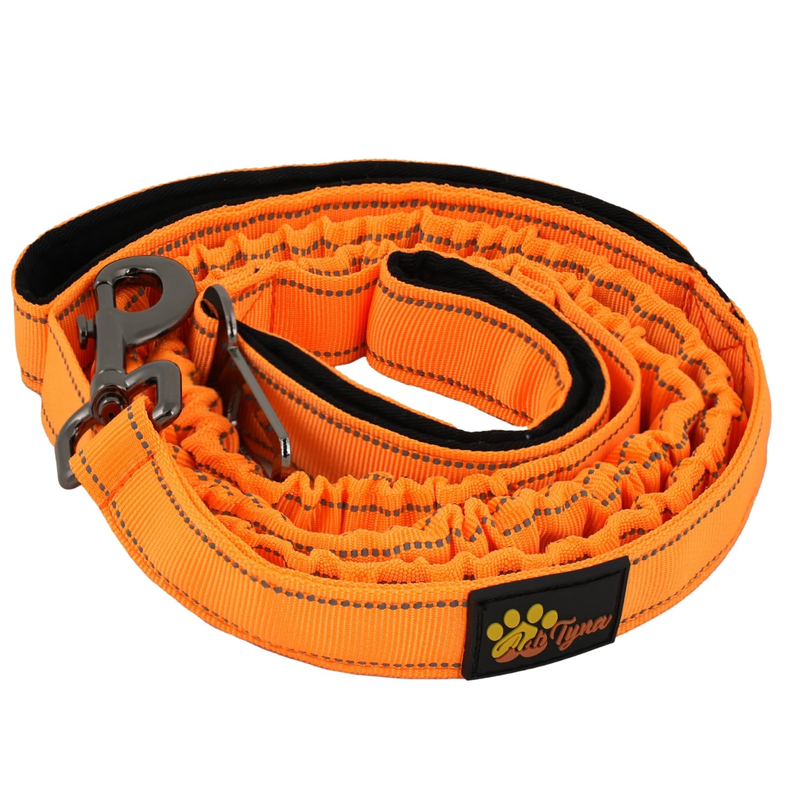 ADITYNA Tactical Bungee Dog Leash 6ft-7.5ft - Shock Absorbing Lead with 2 Padded Handles, Metal Clasp, Car Seatbelt - Heavy Duty No Pull for Medium, Large & XL Breeds