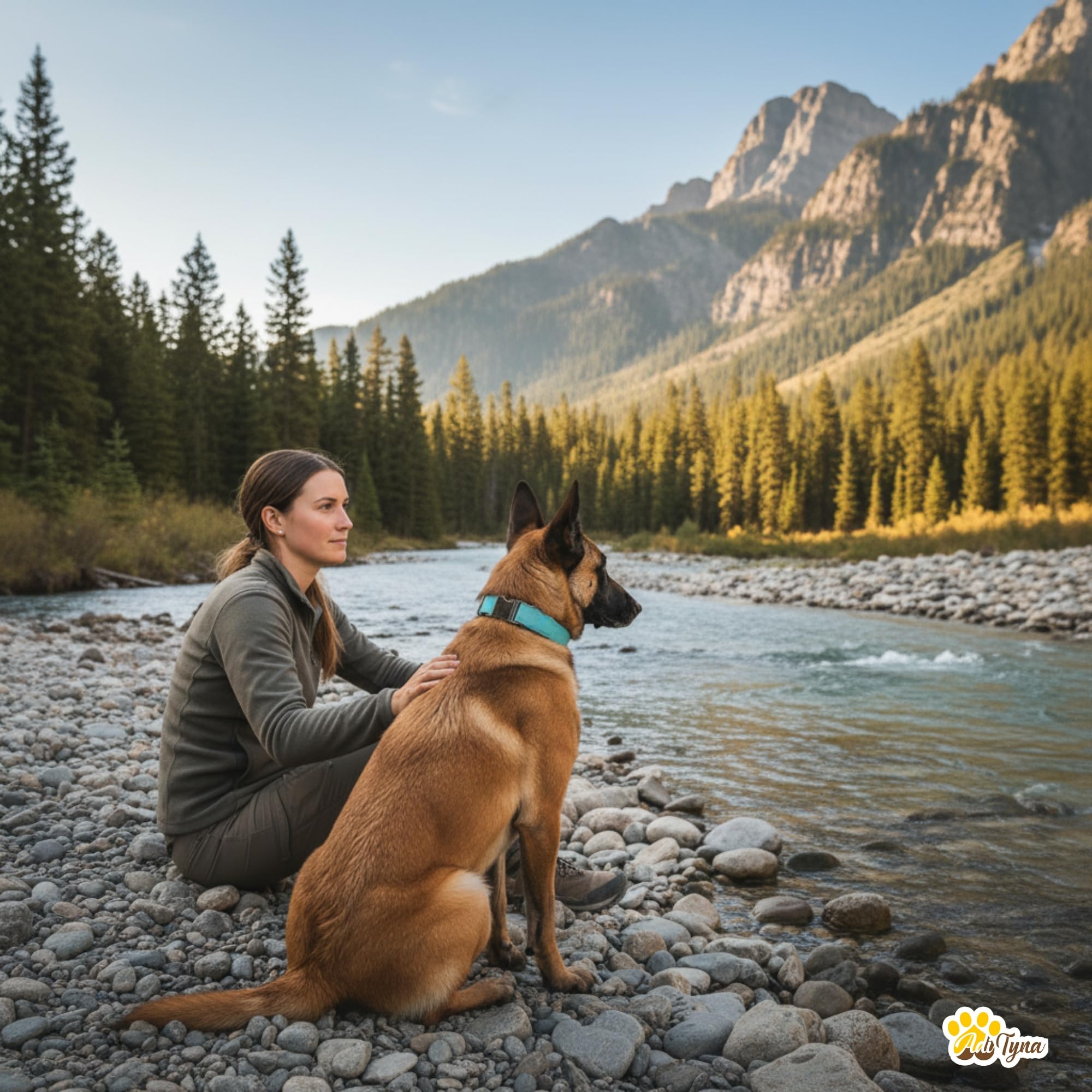 ADITYNA - Leather Dog Collar with Metal Buckle - Heavy-Duty, Adjustable for Medium & Large Dogs - Walking, Training, Hiking (Blue, Fits 15-21" Necks)