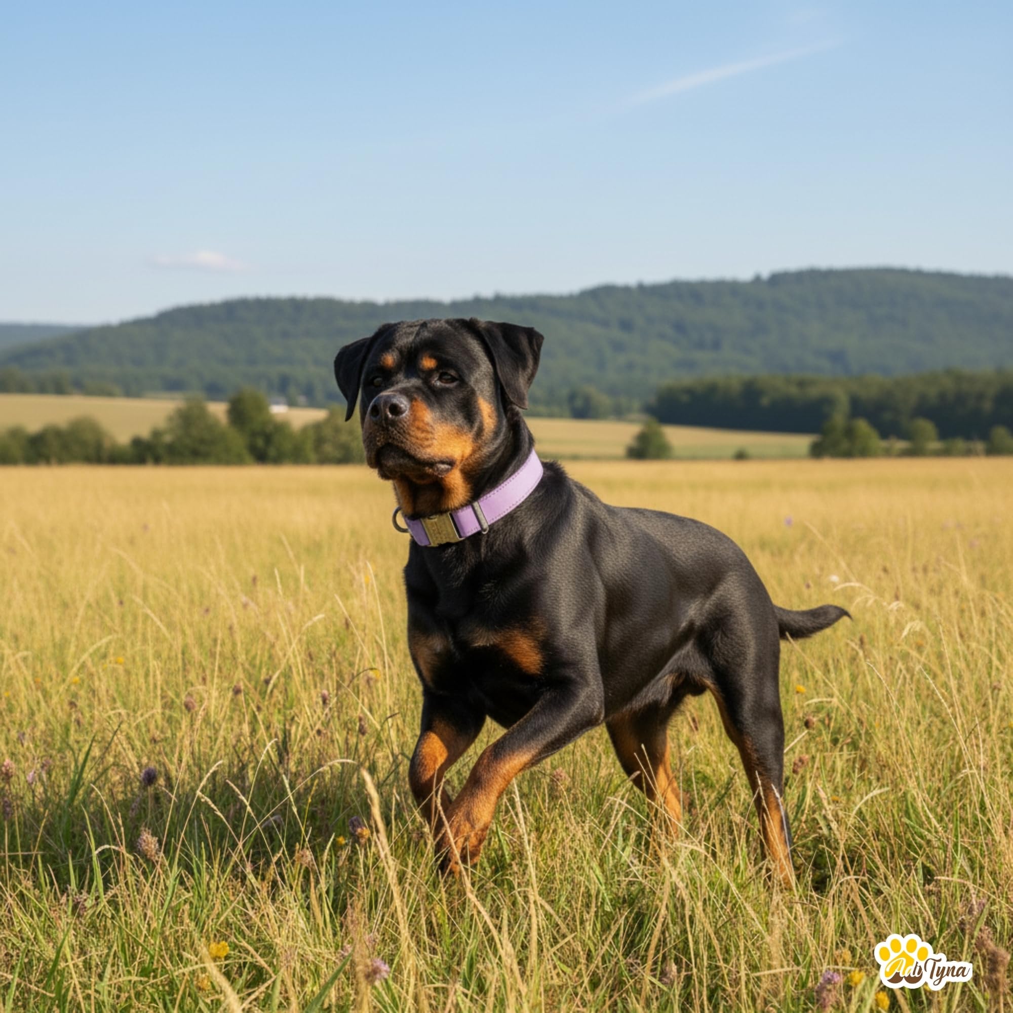 ADITYNA - Leather Dog Collar with Metal Buckle - Heavy-Duty, Adjustable for Large & Extra Large Dogs - Walking & Training (Purple, Fits 19-30" Necks)