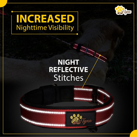 Dog Collar for Extra-Small Dogs - Red Dog Collar for Puppy Girls and Boys - Reflective Threads and Soft Padding