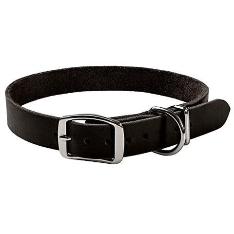 ADITYNA Premium Leather Dog Collar for Large Dogs - Classic Style, Soft and Strong, 100% Genuine Leather, (Large, Black)