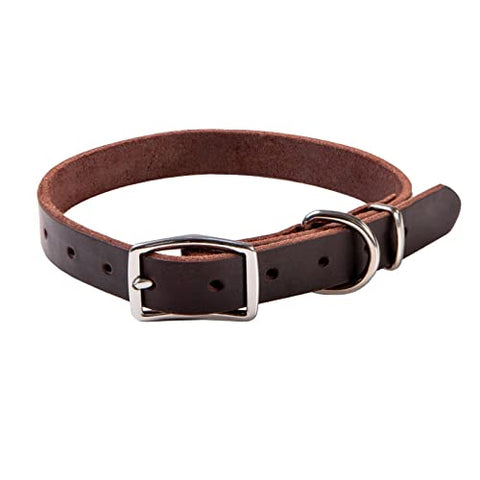 ADITYNA Premium Leather Dog Collar for Small Dogs and Puppies - Classic Style, Soft and Strong, 100% Genuine Leather, (Small, Brown)