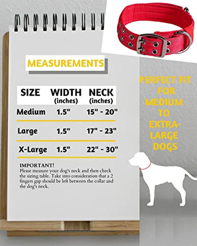 Red Dog Collars for Medium Dogs - Tactical Dog Collar with Handle - Reflective, Heavy-Duty, Soft Padded Training Dog Collar