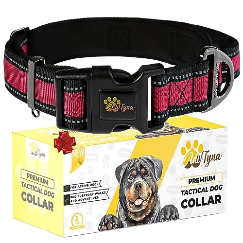 ADITYNA - Heavy-Duty Dog Collar for Extra-Large Dogs - Red XL Dog Collar with Handle - Ultra Comfortable Soft Neoprene Padded