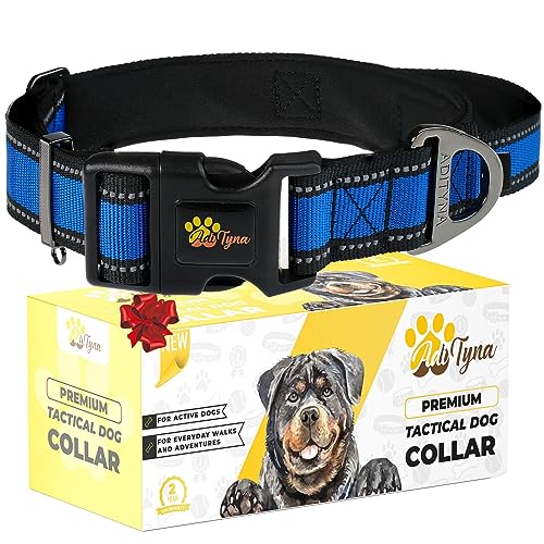 ADITYNA - Heavy-Duty Dog Collar for Large Dogs - Blue Dog Collar with Handle - Ultra Comfortable Soft Neoprene Padded