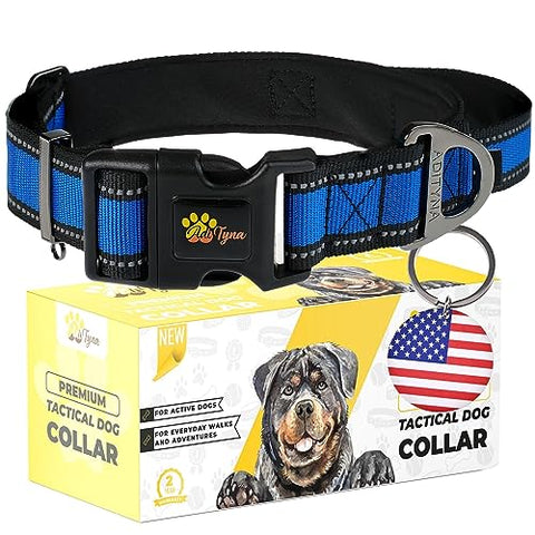 ADITYNA - Heavy-Duty Dog Collar for Large Dogs - Blue Dog Collar with Handle - Ultra Comfortable Soft Neoprene Padded