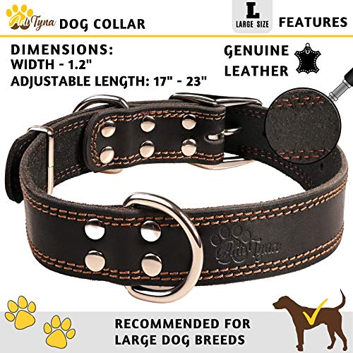  Angel Pet Supplies Rotterdam Bones Dog Collar, Genuine Leather Dog  Collar for Large Dogs to Extra Large Dogs, Water-Resistant, Thick Dog Collar  with D-Rings, Black Collar, 22 x 1 (41300) 
