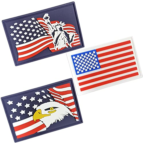 3 Pack Patches of US American Flag for Tactical Dog Harness, Vest and Collar - Size 2.3 x 1.2 Inches