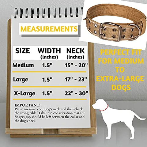 Dog Collar with Handle - Dog Collar for Extra-Large Dogs - Tactical Dog Collar with Patch Area and Two Patches Included (XL, Brown)
