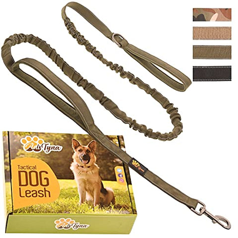 Heavy Duty Dog Leash for Large Dogs - Bungee Dog Leash 6 Foot Extendable up to 7-½ ft - Tactical Dog Leash with Traffic Handle