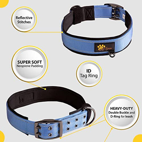 Adityna - Dog Collar for Extra Large Male Dogs - Heavy Duty Blue Dog Collars for Big Boy Dogs