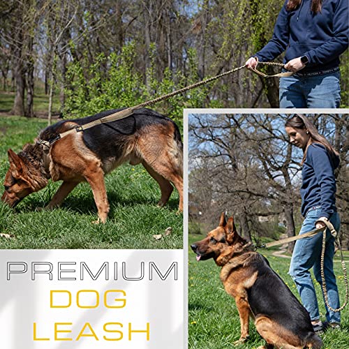 Heavy Duty Dog Leash for Large Dogs - Bungee Dog Leash 6 Foot Extendable up to 7-½ ft - Tactical Dog Leash with Traffic Handle